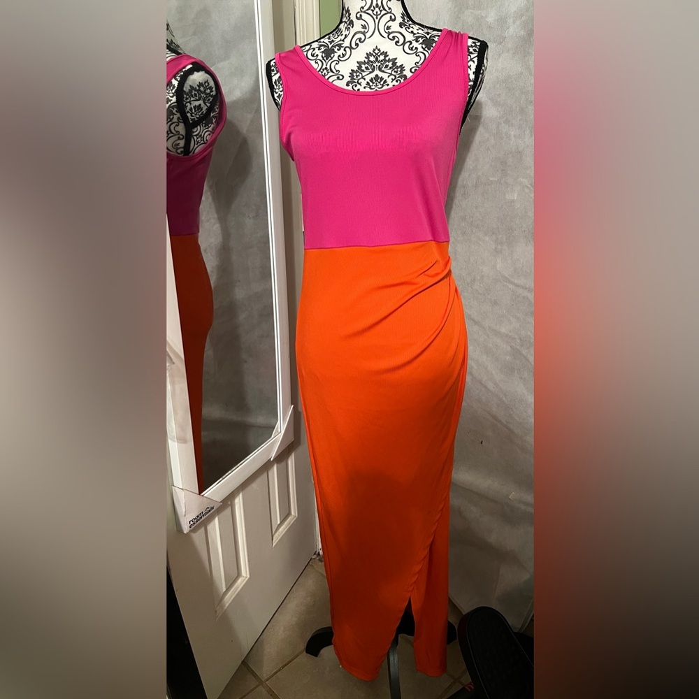 SHEIN Pink and Orange Maxi Dress